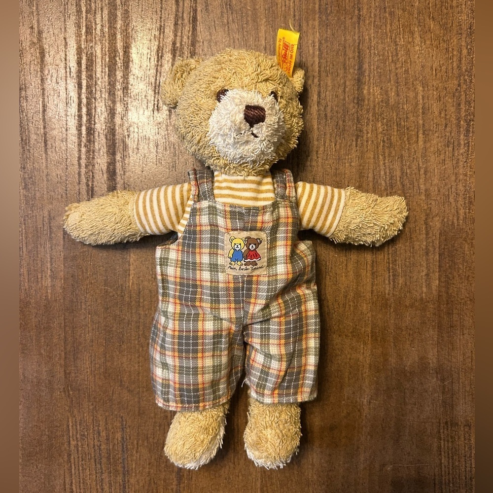 Steiff Baby Teddy Bear Stripes Overalls “Mein Bester Freund” Stuffed Animal - Picture 1 of 5